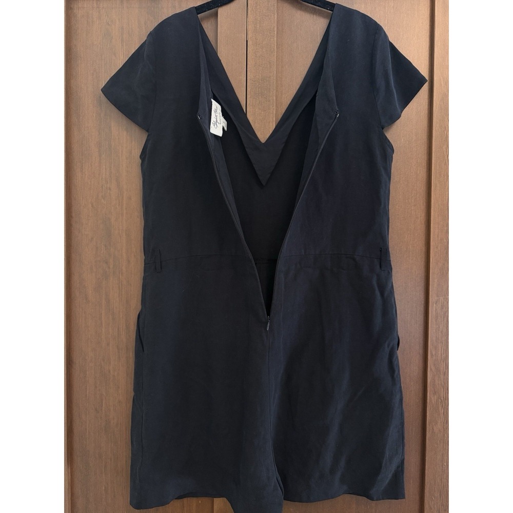 Elizabeth Klein Beyond Vintage Romper Shorts Womens Sz 8 Black Cap Sleeve Linen - Picture 2 of 12